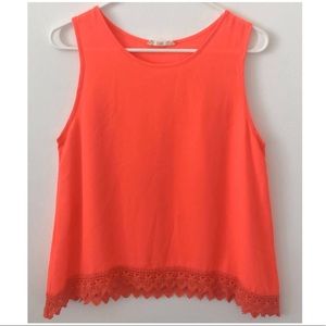 Coral Blouse with Lace